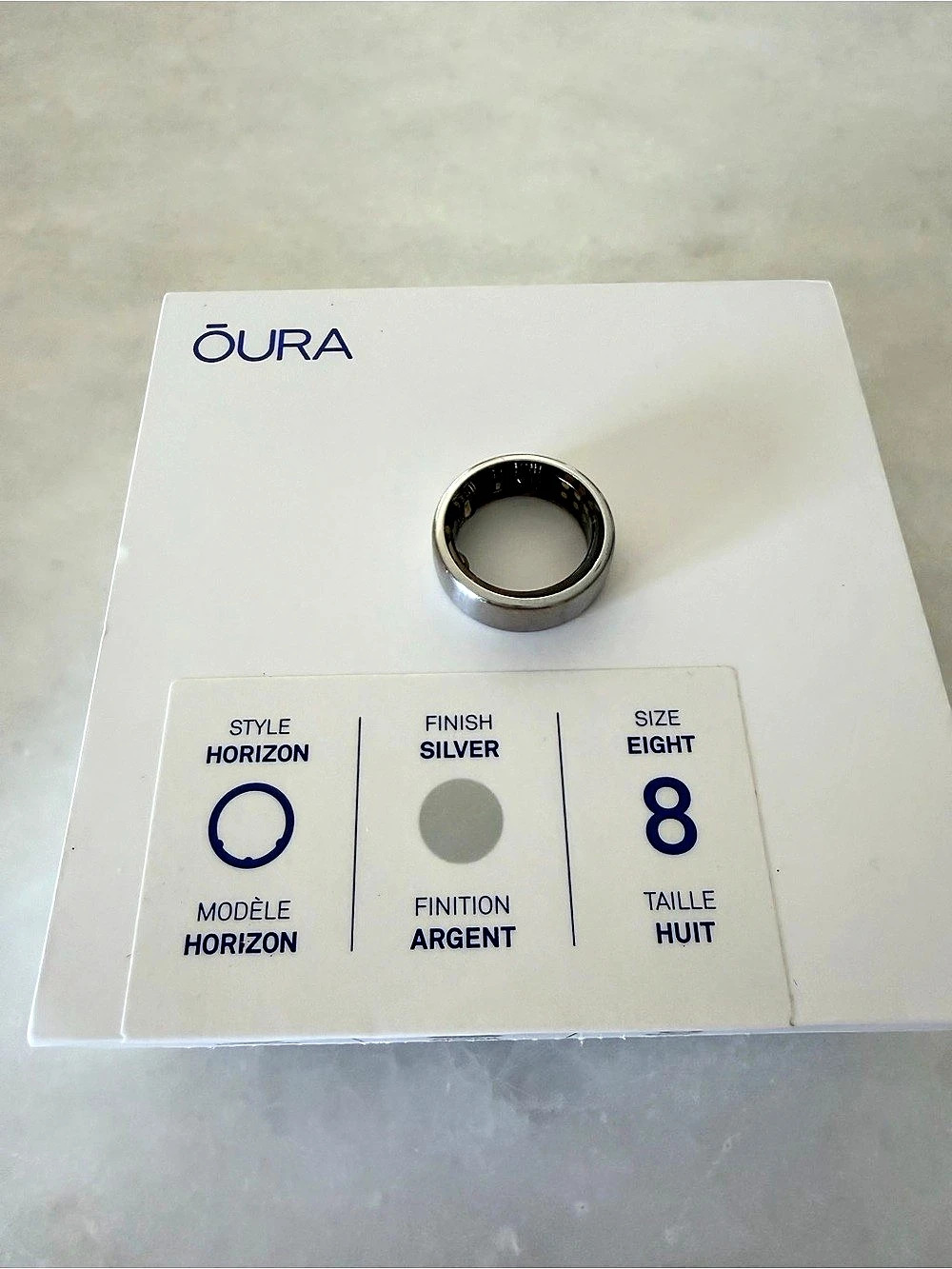 Oura Ring Generation 3 Horizon Ring, Silver, Size 8
